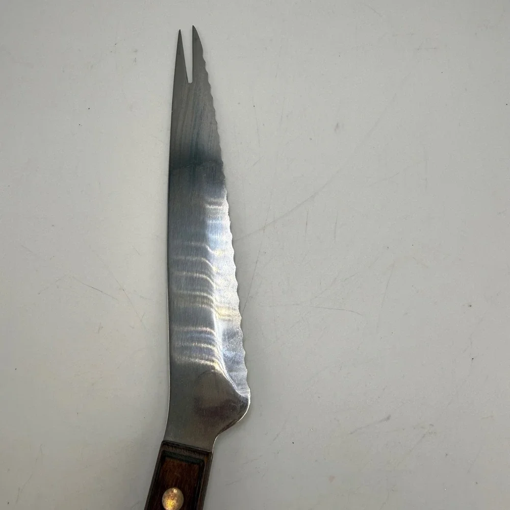 Vintage Ekco USA Flint V Stainless Vanadium Serrated Tomato Knife Wood Handle